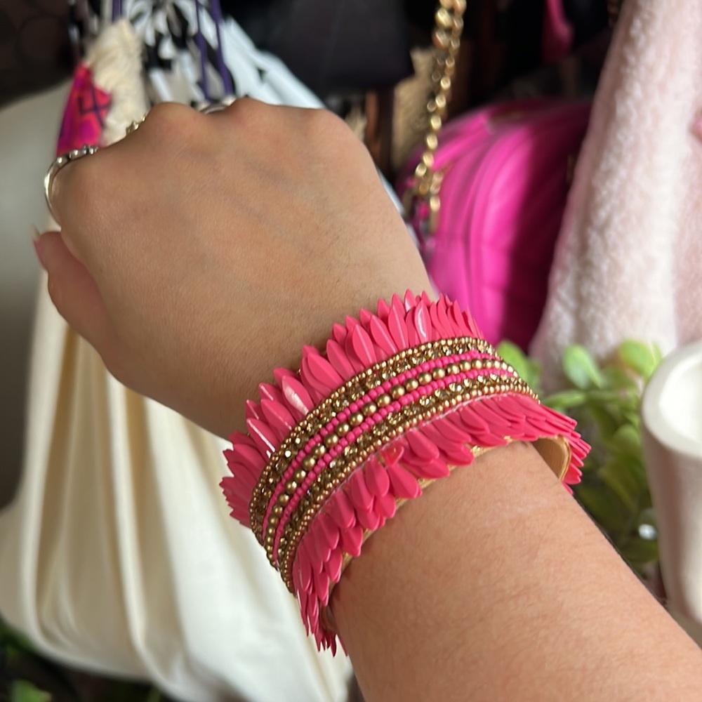Cute pink bracelet with studs